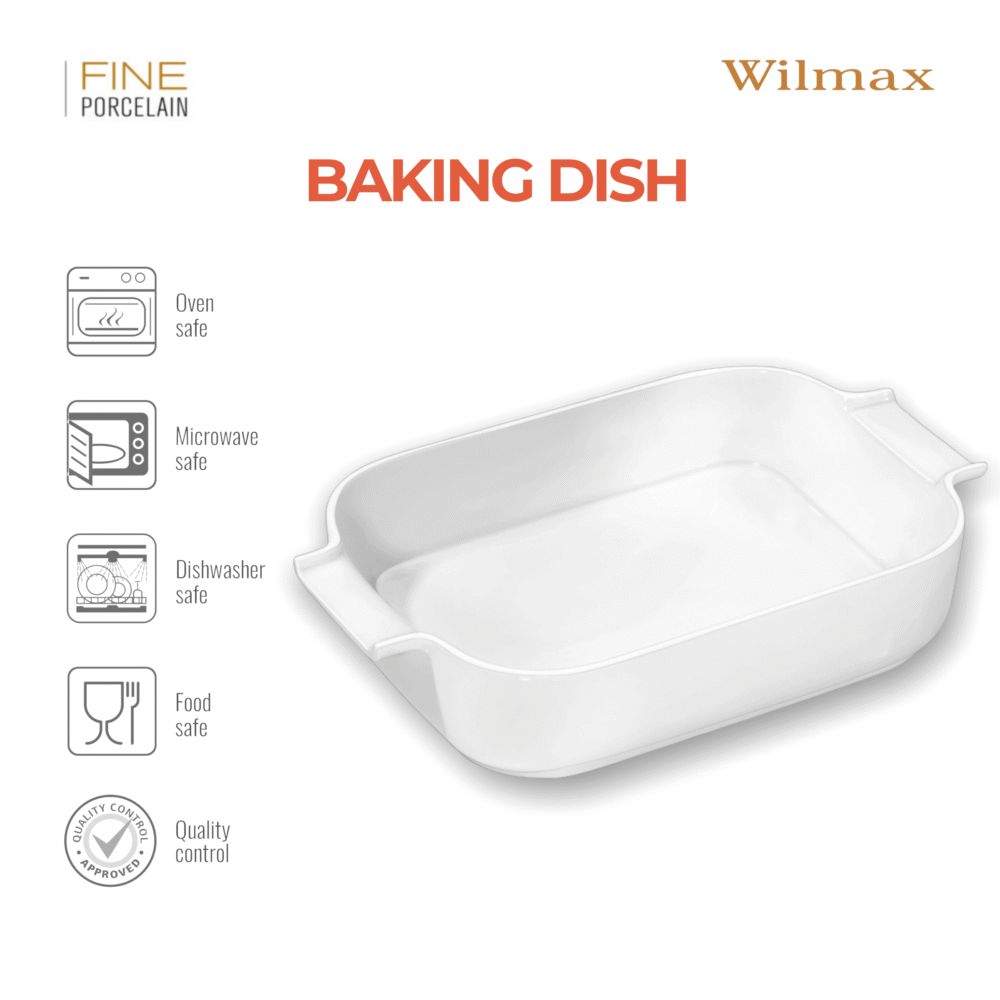 Wilmax Auflaufform mit Griffen 860 ml Porzellan Weiß WL-997018/1C
