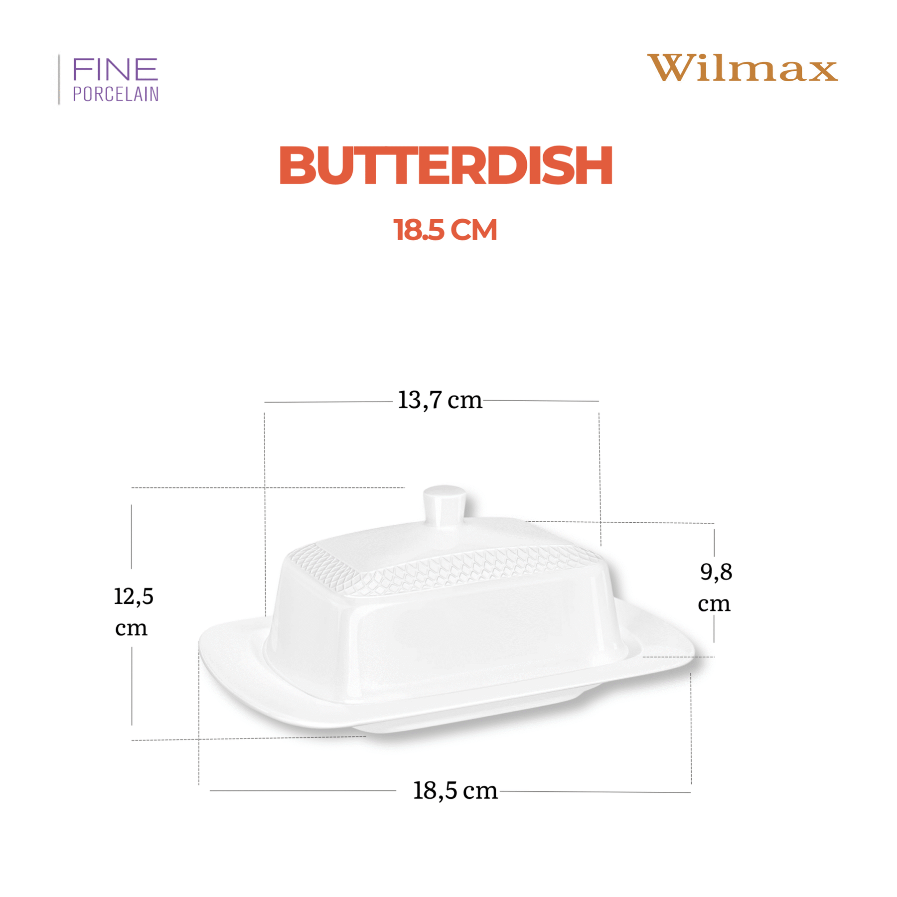 Wilmax Butterdose mit Deckel 18.5x12.5x7.5 cm Porzellan WL-880101601/A