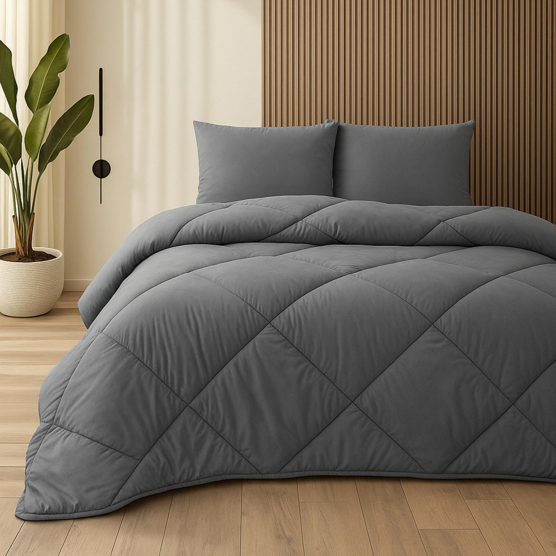 Formeya Bettdecke 200x200 cm, 300 GSM Steppdecke, Ganzjahresdecke, , Schlafdecke, Grau