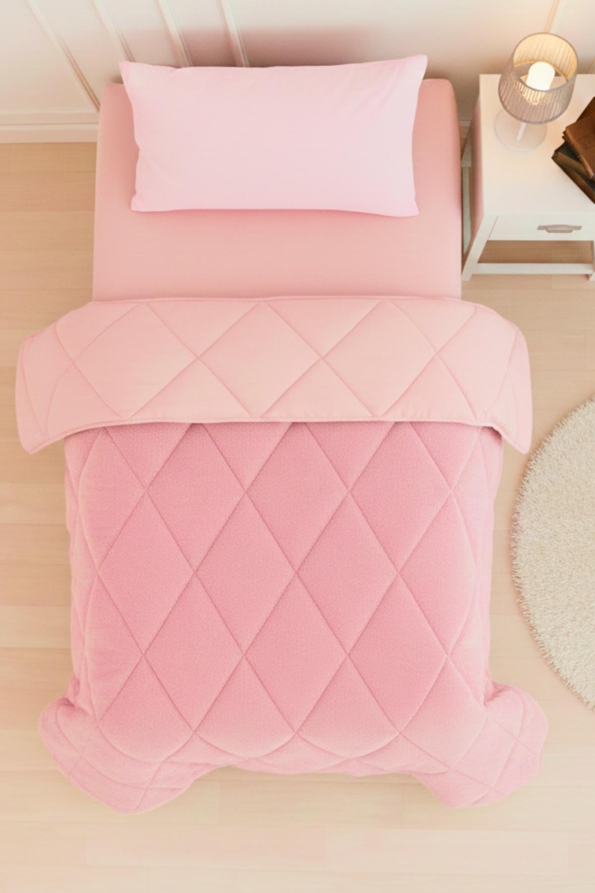 Wellsoft Bettdecke Rosa 135x200 cm - Wendbare Ganzjahresdecke, Doppelseitiges Steppbett mit 300 g/m² Füllung, Weich & Pflegeleicht