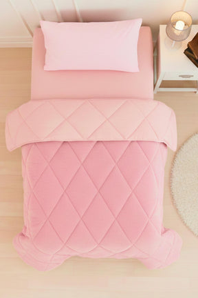 Wellsoft Bettdecke Rosa 135x200 cm - Wendbare Ganzjahresdecke, Doppelseitiges Steppbett mit 300 g/m² Füllung, Weich & Pflegeleicht