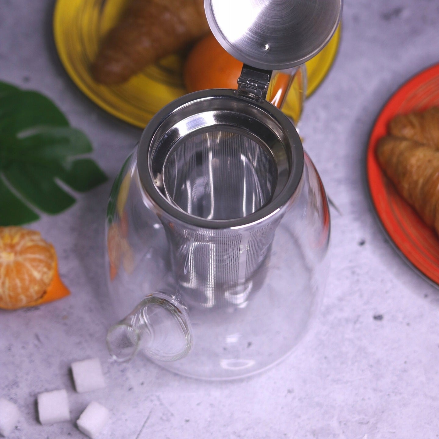 Wilmax Thermoglas Teekanne mit Edelstahl-Teesieb