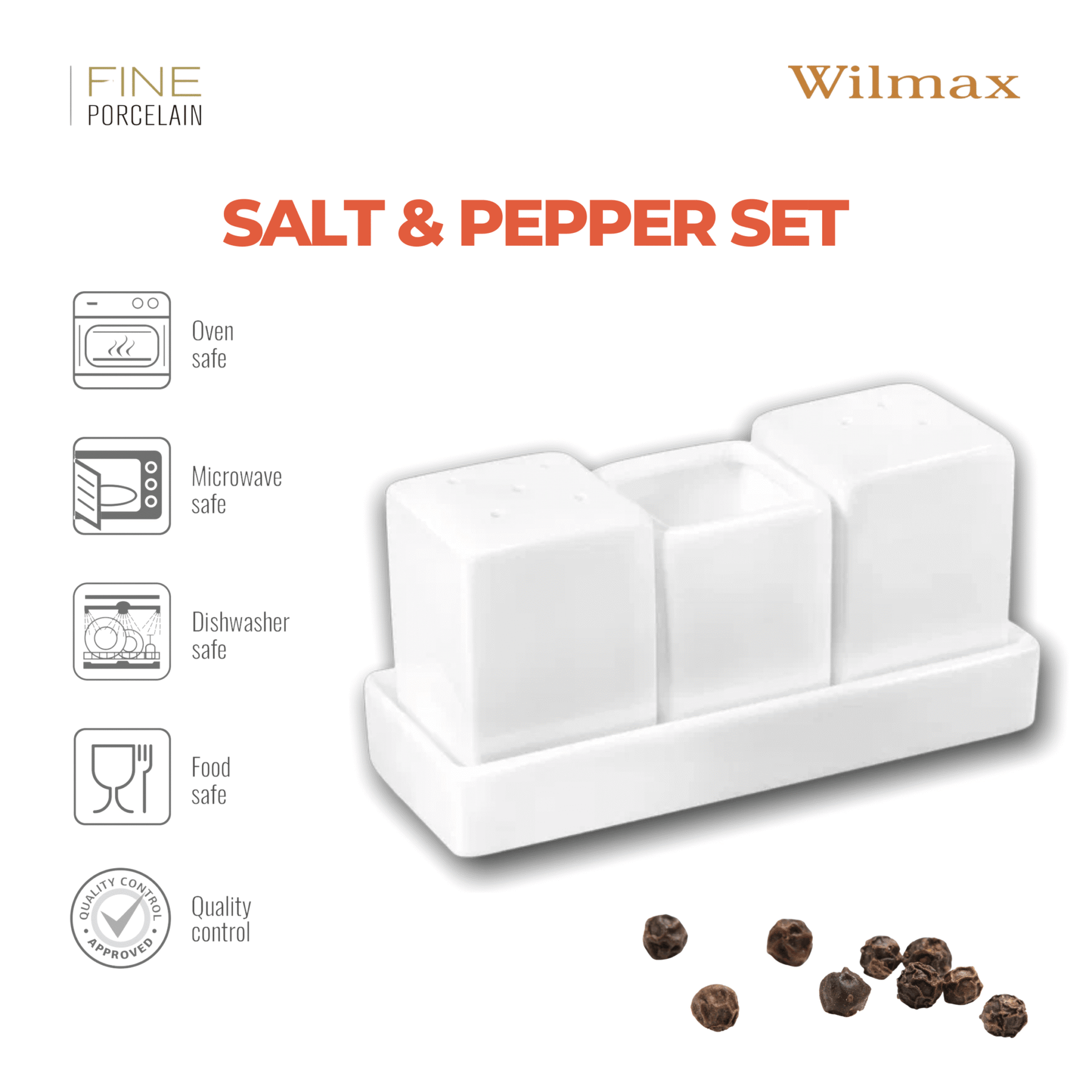 Wilmax Salz- und Pfefferstreuer Set Porzellan Weiß WL-996118/SP