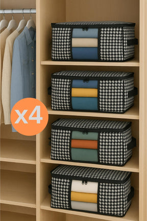 Formeya 4 Stück Luxus-Garderoben-Organizer mit Fenster, Mehrzweck-Garderoben-Organizer, Sockenaufbewahrung, 34 x 22 x 22 cm Black