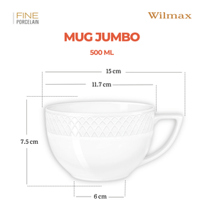 Wilmax Jumbo Tasse 500 ml Weiß Porzellan WL-880101409/A
