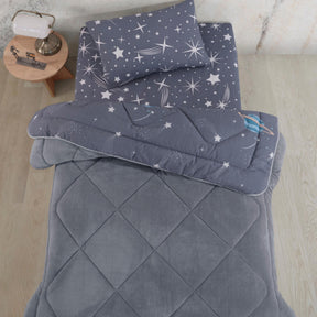 Einzelbett Astronaut gemustert Doppelseitiges Welsoft-Schlafset mit Laken (Bettdecke+Laken+Kopfkissenbezug)