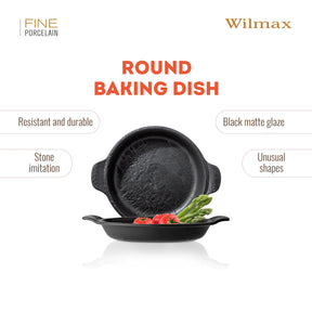 Wilmax Rundes Backgeschirr SlateStone Schwarz 800 ml Porzellan WL-661143/A