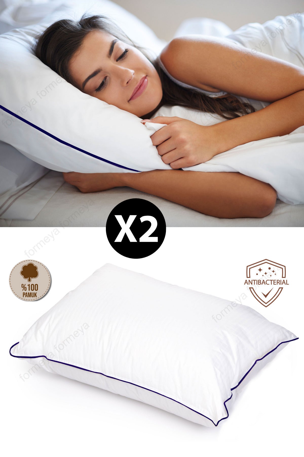 2 Pieces Climate Nano Gel Cushion Hotel Cushion 50X70 cm 100% Cotton Outer Fabric