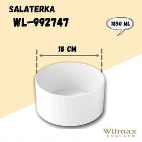 Wilmax Schale 18 cm 1850 ml aus Porzellan, Weiß WL-992747/A