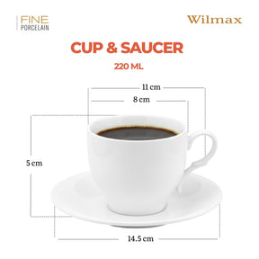 Wilmax Teetasse mit Untertasse 220 ml Weiß Porzellan WL-993009/AB