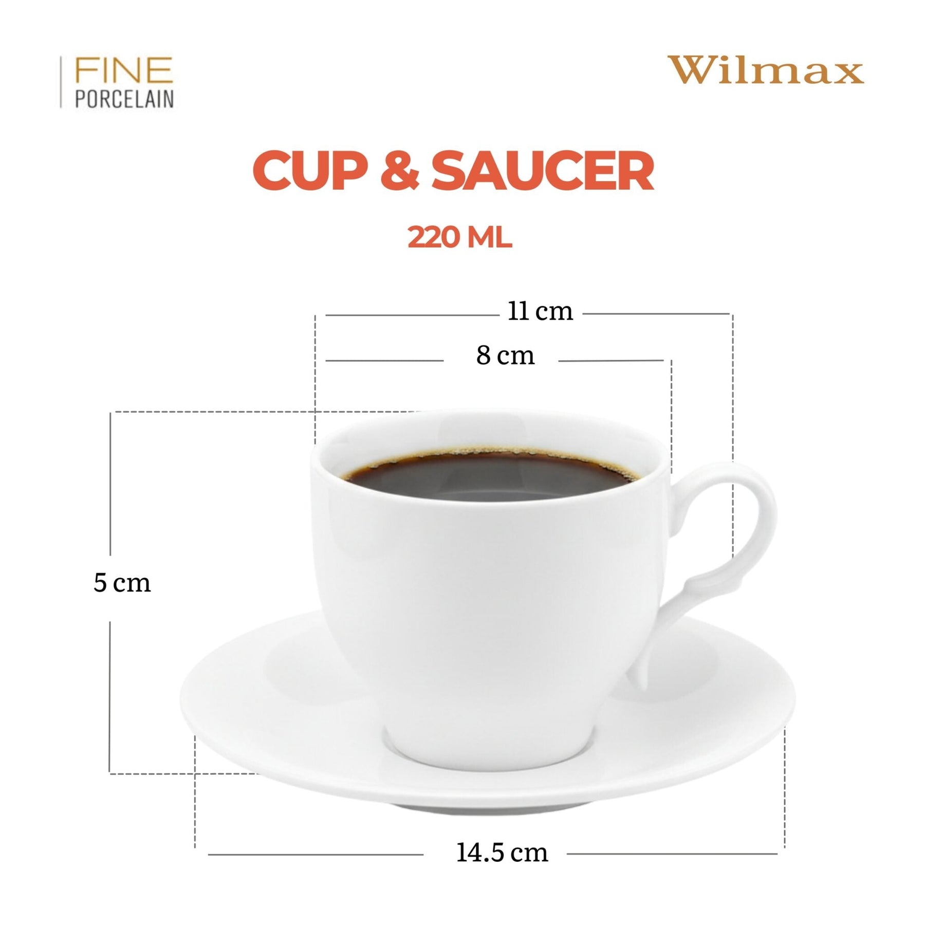 Wilmax Teetassen mit Untertassen 2er Set 220 ml WL-993009/2C