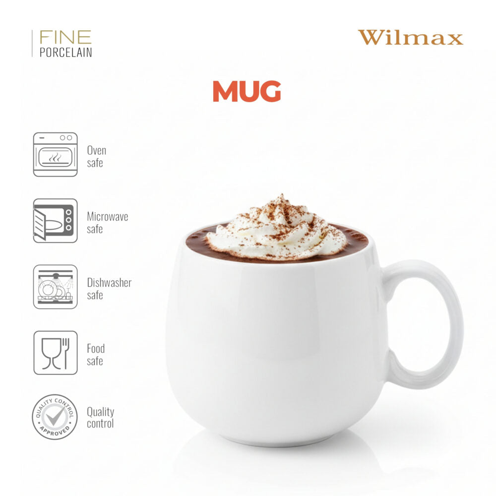 Wilmax Tasse 400 ml Weiß Porzellan 4er Set WL-993084/A4