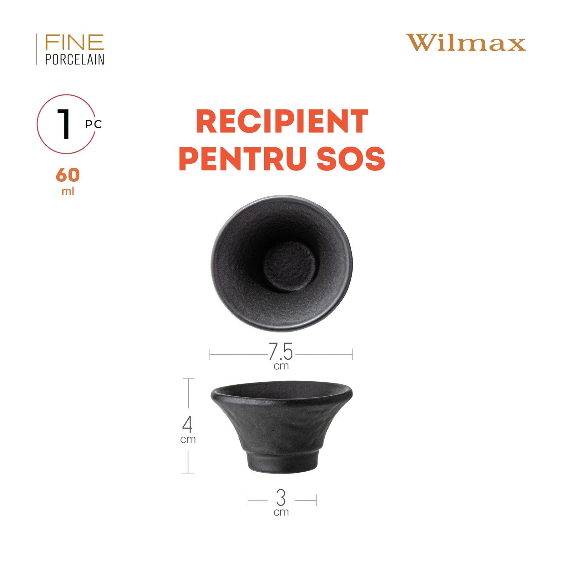 Wilmax Soßenschälchen 7.5 x 4 cm Weiß Porzellan WL-661134/A