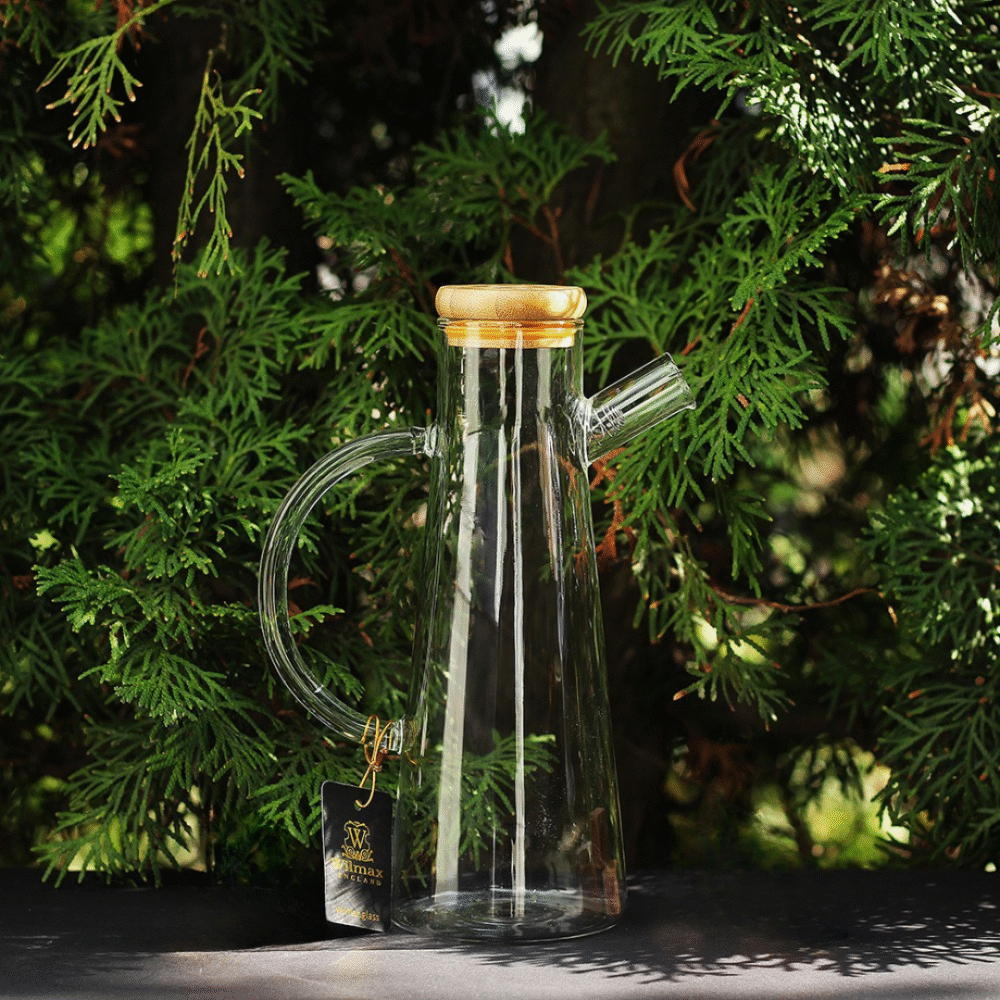 Wilmax Ölflasche 500 ml Glas mit Bambusdeckel WL-888964/A