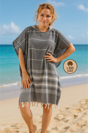 Cotton Adult Peshtemal Poncho Bathrobe Beach Towel