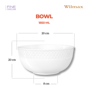 Wilmax Schale 1850 ml 20 cm Weiß Porzellan WL-880101370/A