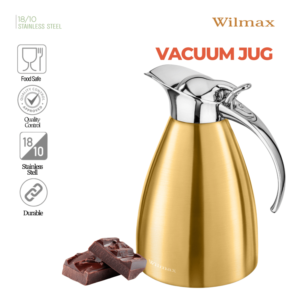 Wilmax Isolierkanne 1000 ml Edelstahl Gold