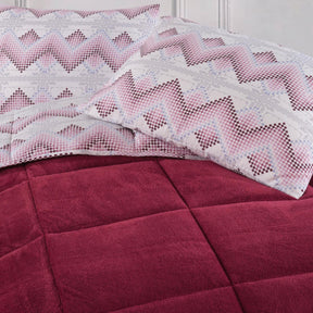 Luxus Wellsoft Wende-Bettdecke Set 220 x 240 cm - Bordeaux, extra große Bettdecke mit Kissenbezügen, kuschelig und warm