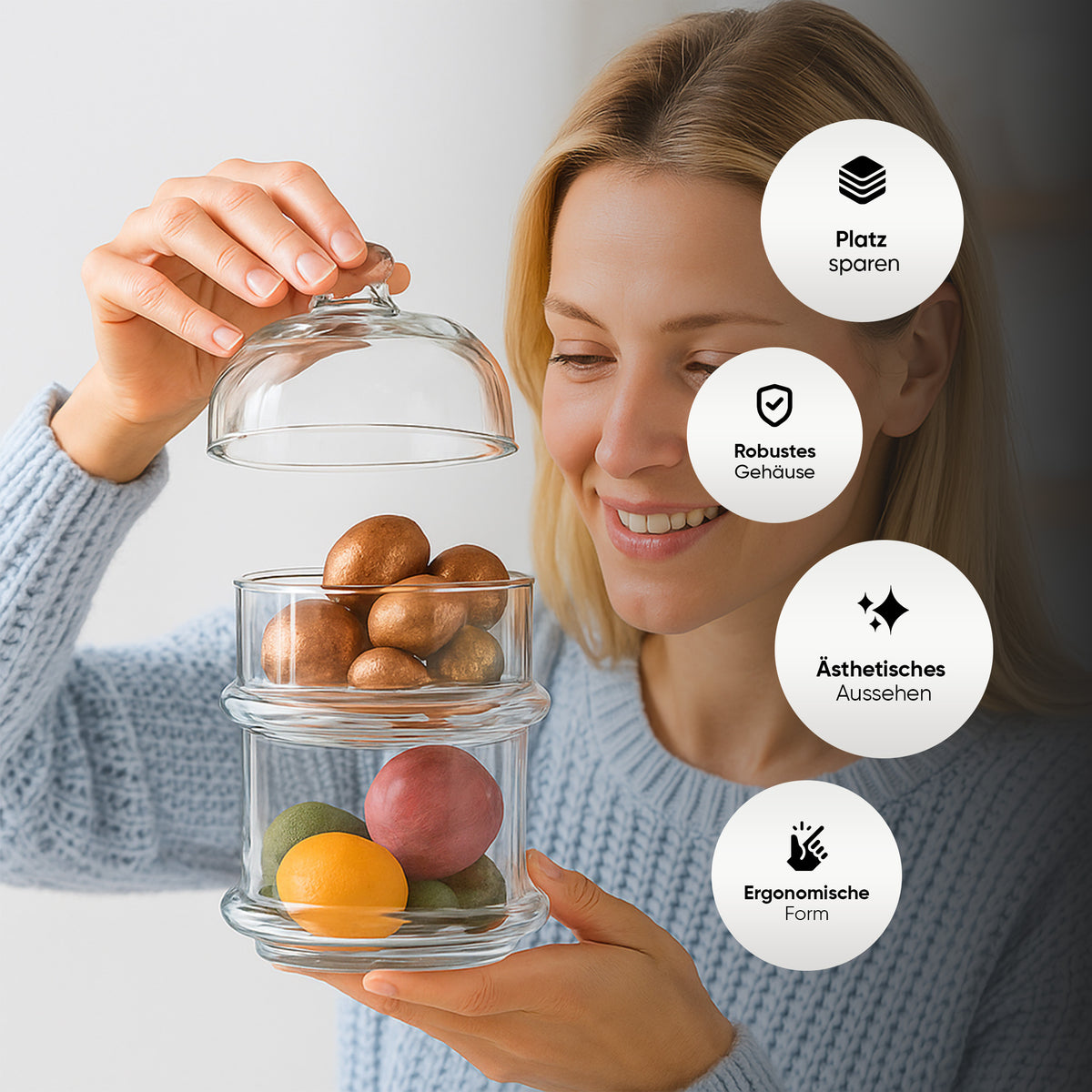Pasabahce Kaffee & Dessert Set - 12 Glastassen 238 ml + 2 Servierschalen mit Deckel 230 ml