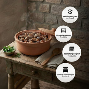 Viapot Small 1350 ml - Natur - Terrakotta-Schmortopf mit Deckel - 20×9 cm