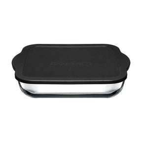 Pasabahce Borcam Bake&Keep - Quadratische Auflaufform mit rotem Kunststoffdeckel, 3200 ml