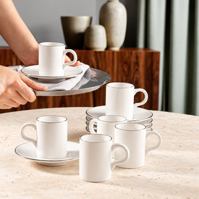 GÜRAL Camelia Kaffee-Set, 12-tlg, Bone Porzellan, 100ml