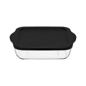 Pasabahce Borcam Bake&Keep - Quadratische Auflaufform mit rotem Kunststoffdeckel, 3200 ml