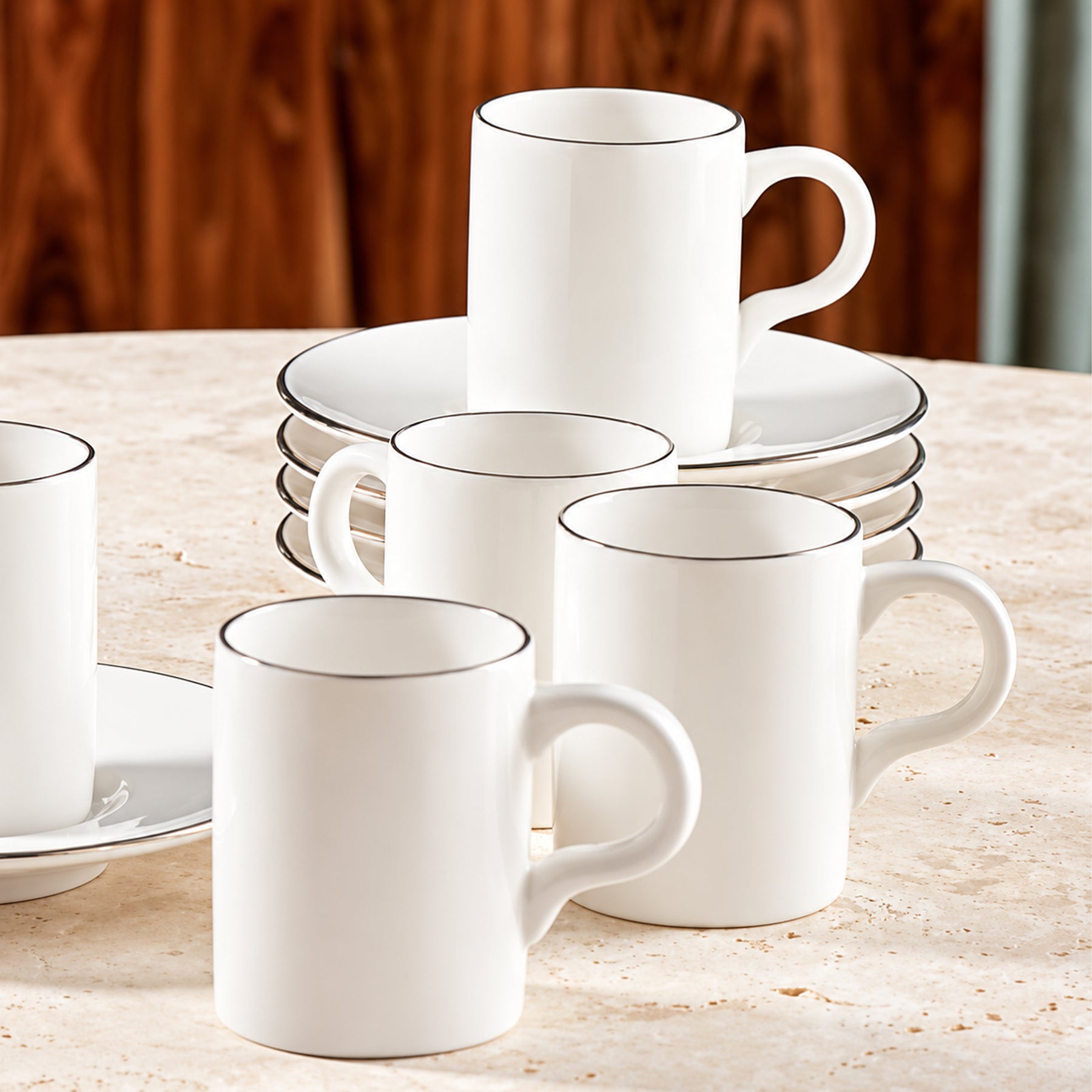 GÜRAL Camelia Kaffee-Set, 12-tlg, Bone Porzellan, 100ml