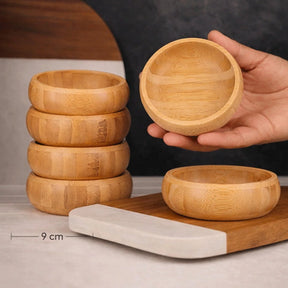 Bambus Schalen 3er Set oval - 9 x 9 cm Servierschalen