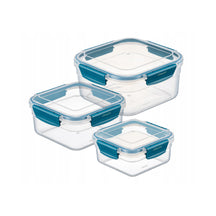 CRALEX Bona Airtight quadratische Lebensmittelbehälter, 3er-Set (700 ml / 1,3 l / 2,15 l)