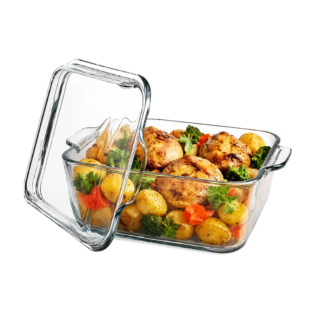 Pasabahce Borcam Glas-Auflaufform mit Deckel 1 L - 17,4 × 14,7 cm