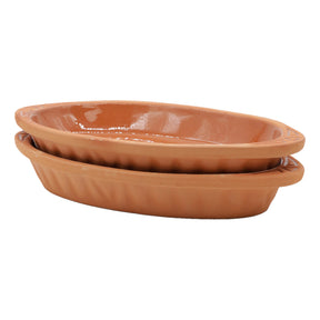 Viapot KILIS Medium 600 ml - Innen Braun Glasiert - Terrakotta-Auflaufform - 28×15,5×4,5 cm
