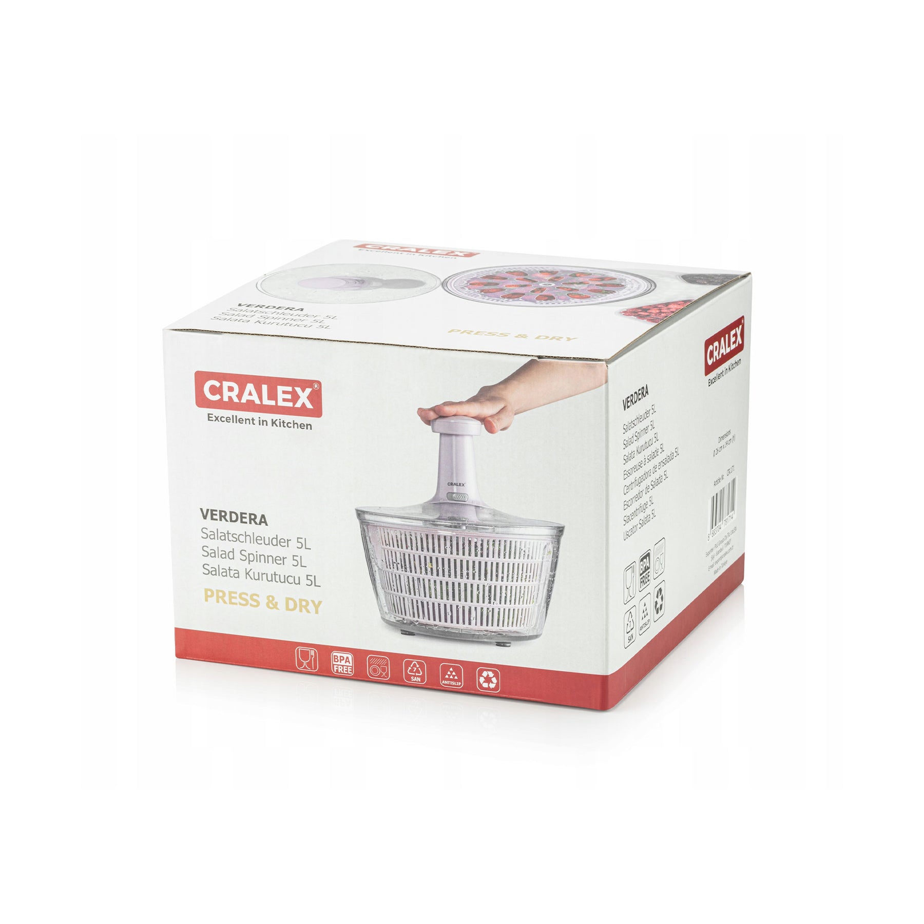 CRALEX Verdera Salatschleuder, 5 Liter