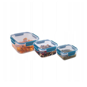 CRALEX Bona Airtight rechteckige Lebensmittelbehälter, 3er-Set (650 ml / 1,25 l / 2,10 l)