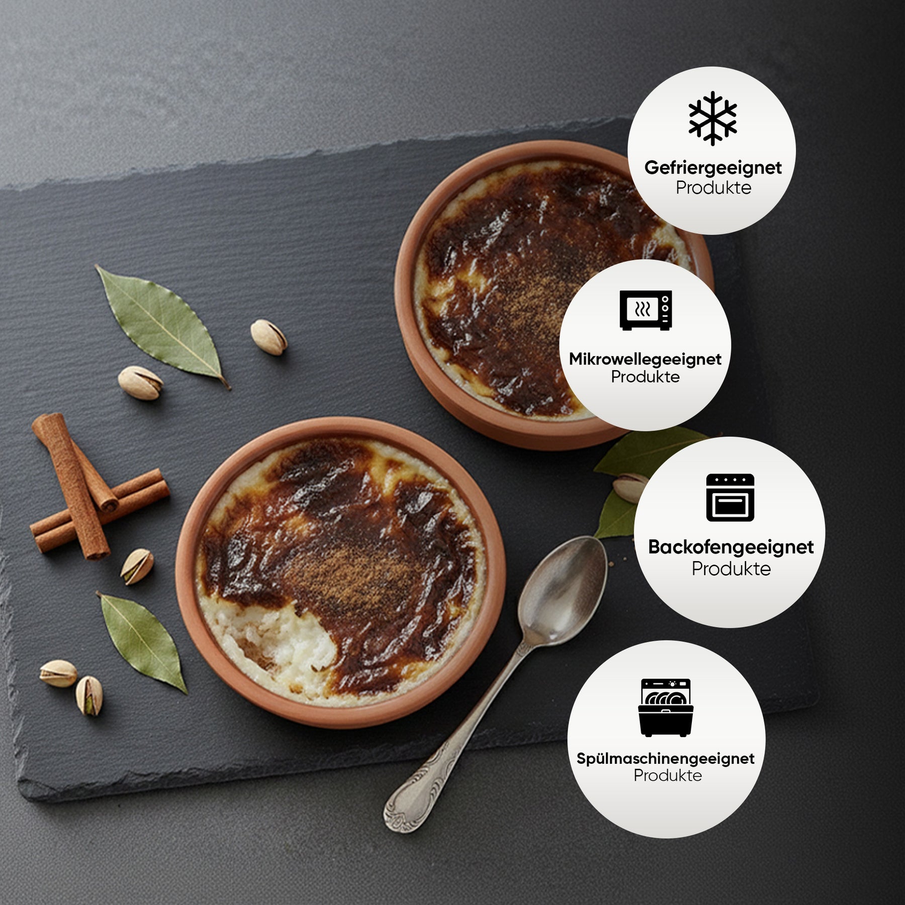 Viapot RUMELI 2er Set - 450 ml - Innen Braun Glasiert - Terrakotta-Schalen - 16×4 cm