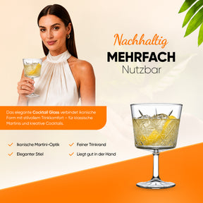 Pasabahce Timeless Cocktailglas 270 ml - Kristall-Schliff Martini Glas
