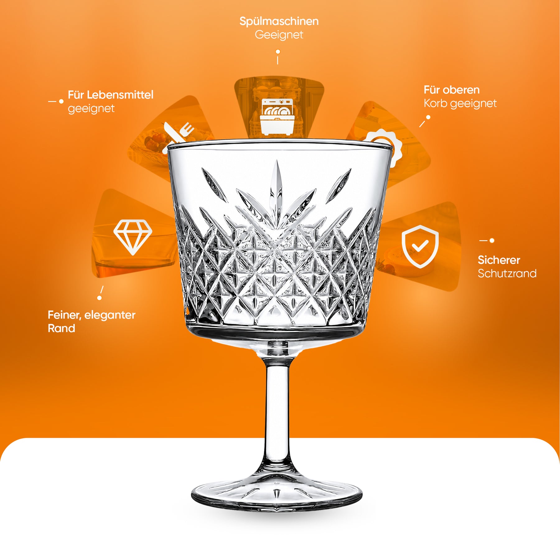 Pasabahce Timeless Cocktailglas 270 ml - Kristall-Schliff Martini Glas