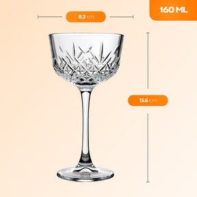 Pasabahce Timeless Nick & Nora Cocktailglas 160 ml - Kristall-Schliff Martini Glas
