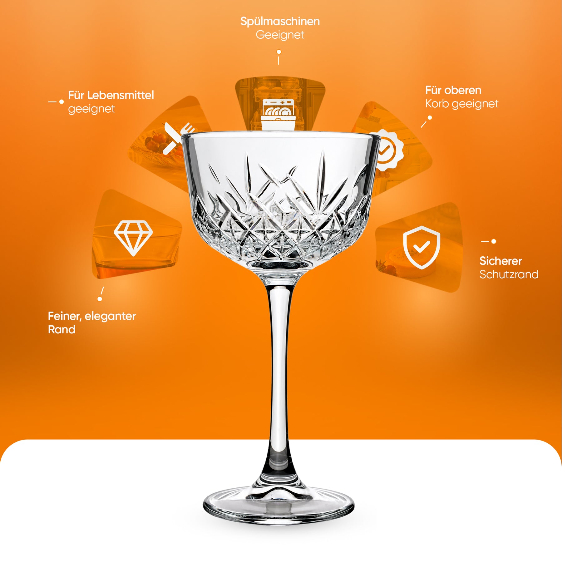 Pasabahce Timeless Nick & Nora Cocktailglas 160 ml - Kristall-Schliff Martini Glas