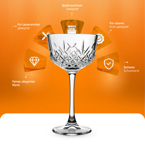 Pasabahce Timeless Nick & Nora Cocktailglas 160 ml - Kristall-Schliff Martini Glas