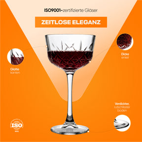 Pasabahce Timeless Nick & Nora Cocktailglas 160 ml - Kristall-Schliff Martini Glas