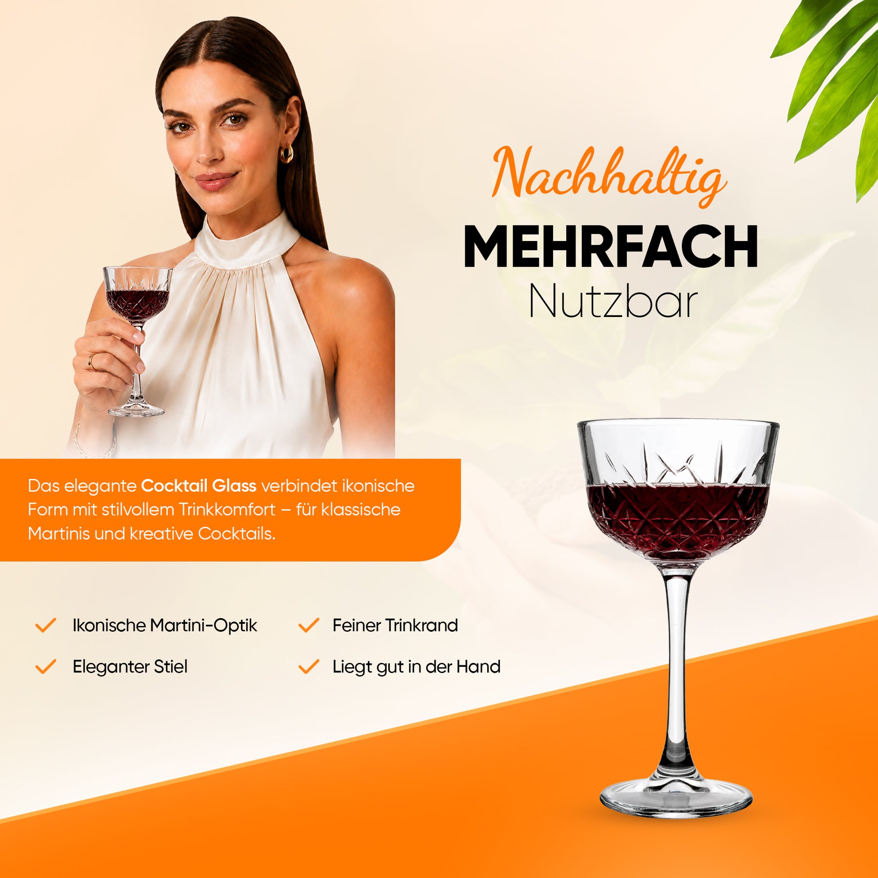 Pasabahce Timeless Nick & Nora Cocktailglas 160 ml - Kristall-Schliff Martini Glas