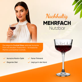 Pasabahce Timeless Nick & Nora Cocktailglas 160 ml - Kristall-Schliff Martini Glas