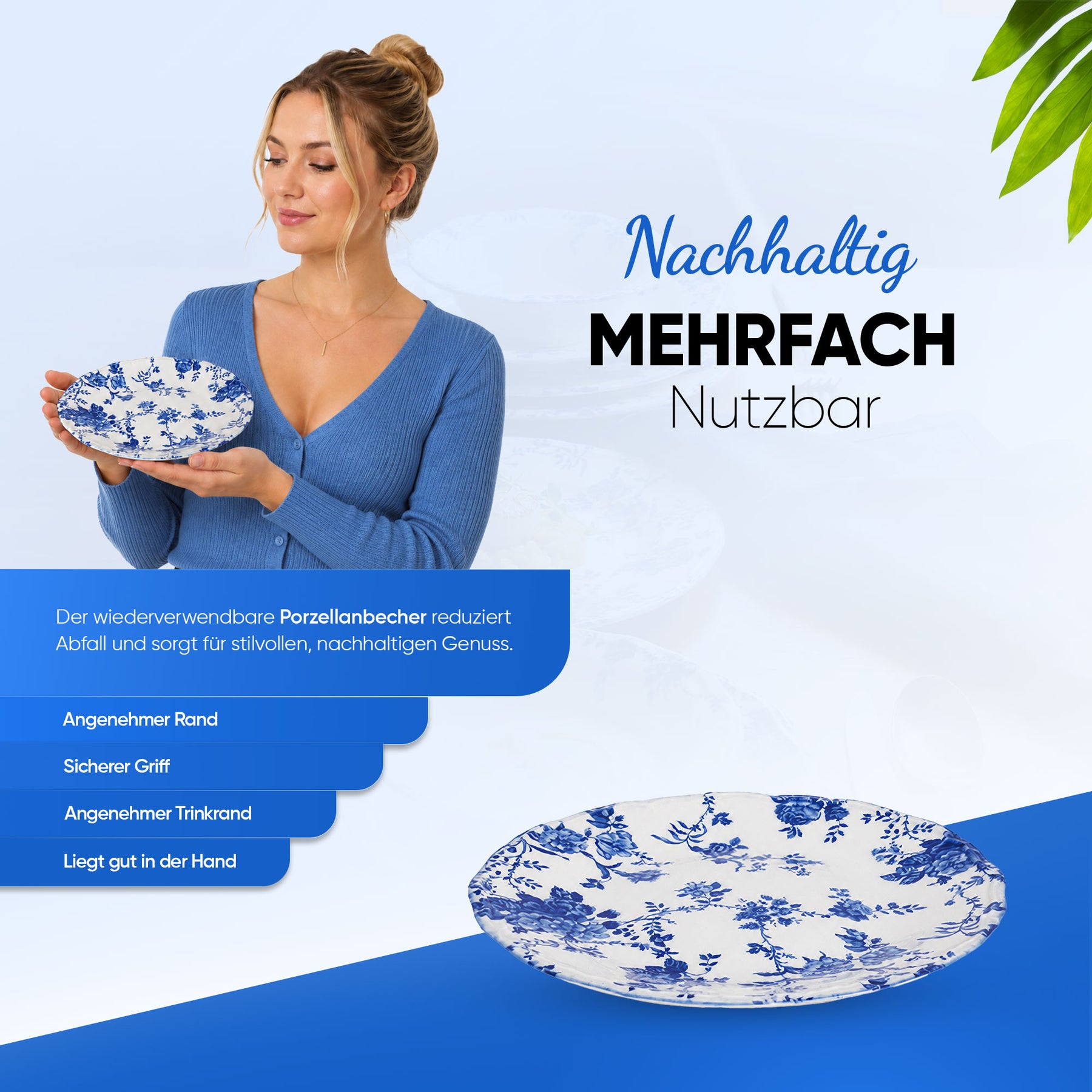 Güral Tenedos Tafelservice für 6 Personen - Blau