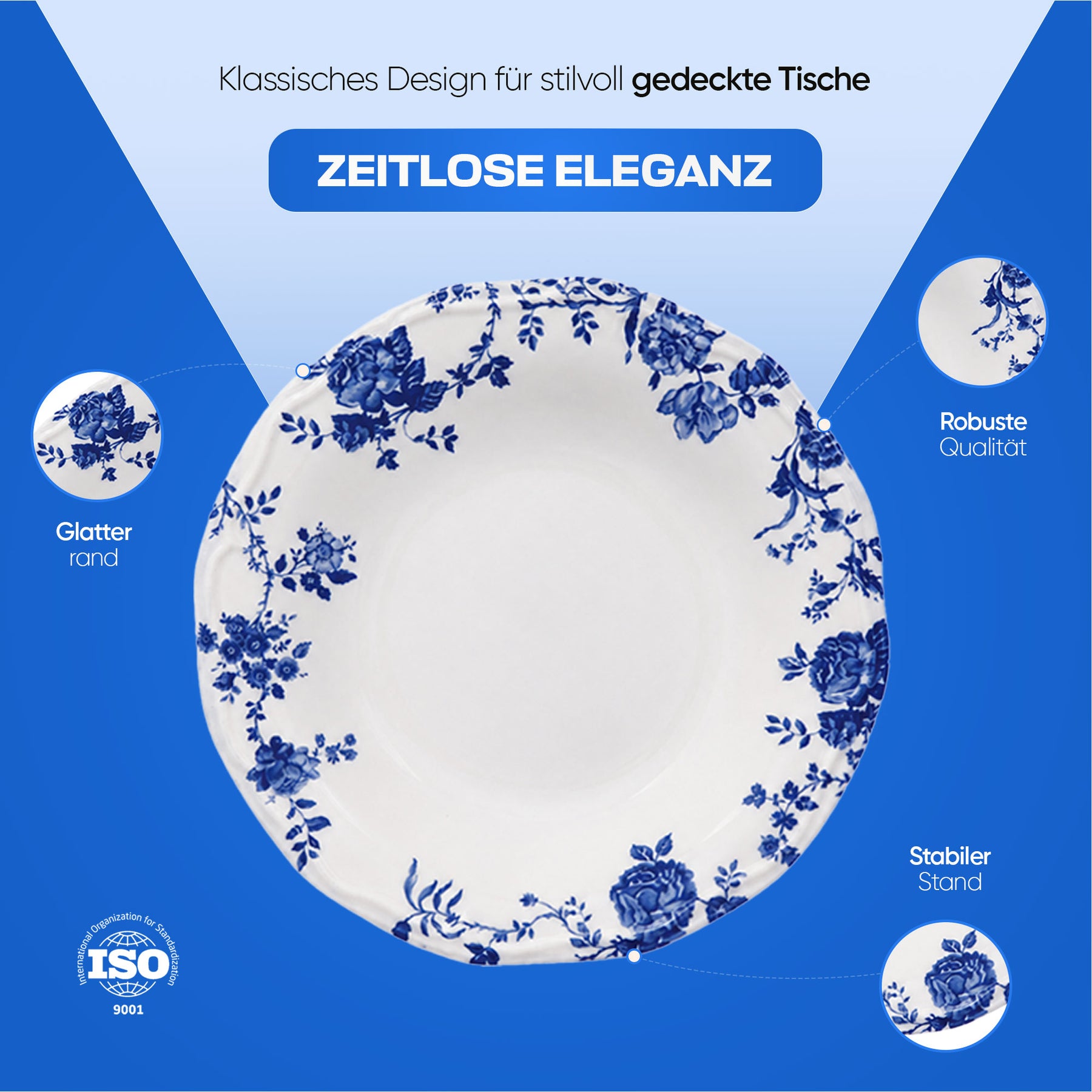 Güral Tenedos Tafelservice für 6 Personen - Blau