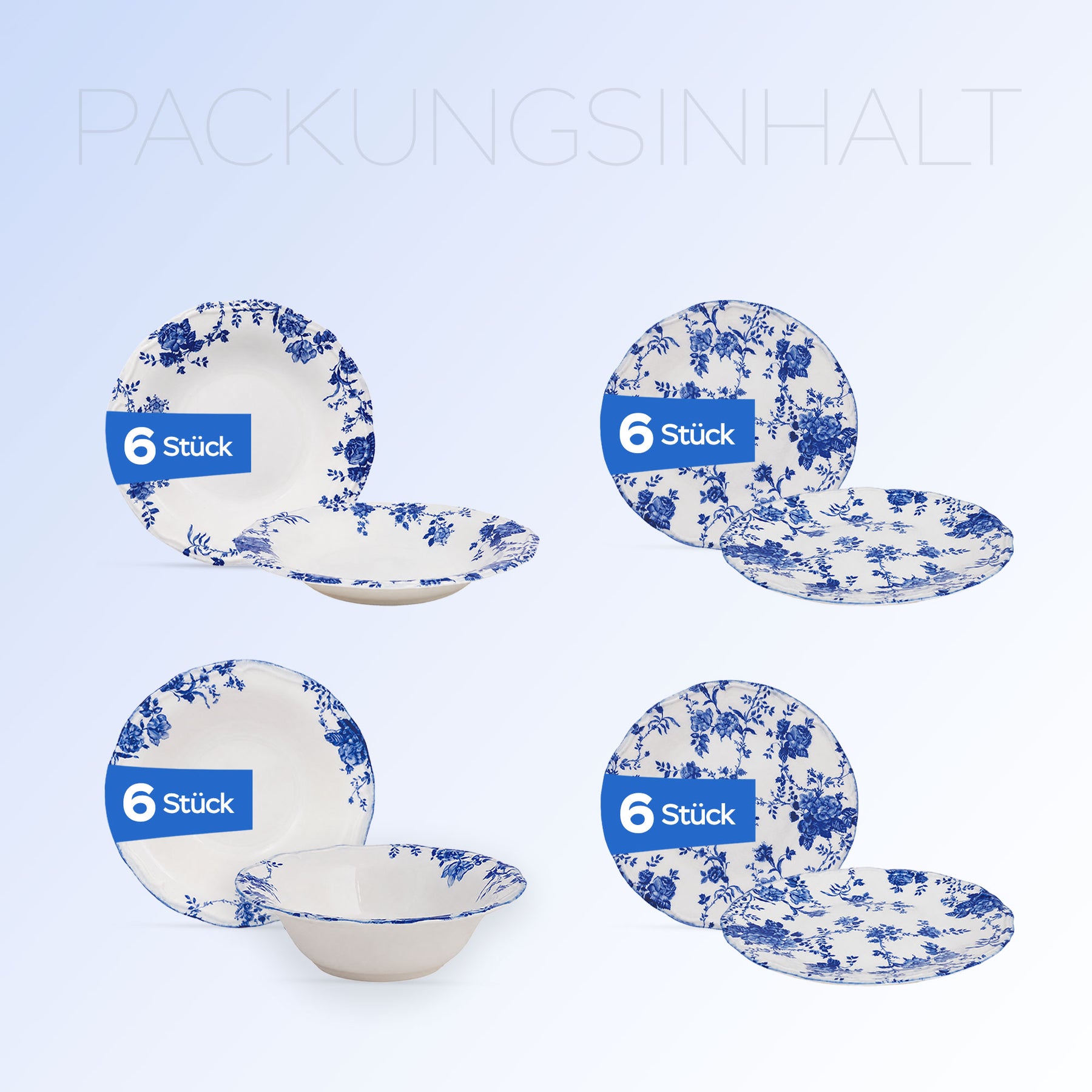 Güral Tenedos Tafelservice für 6 Personen - Blau