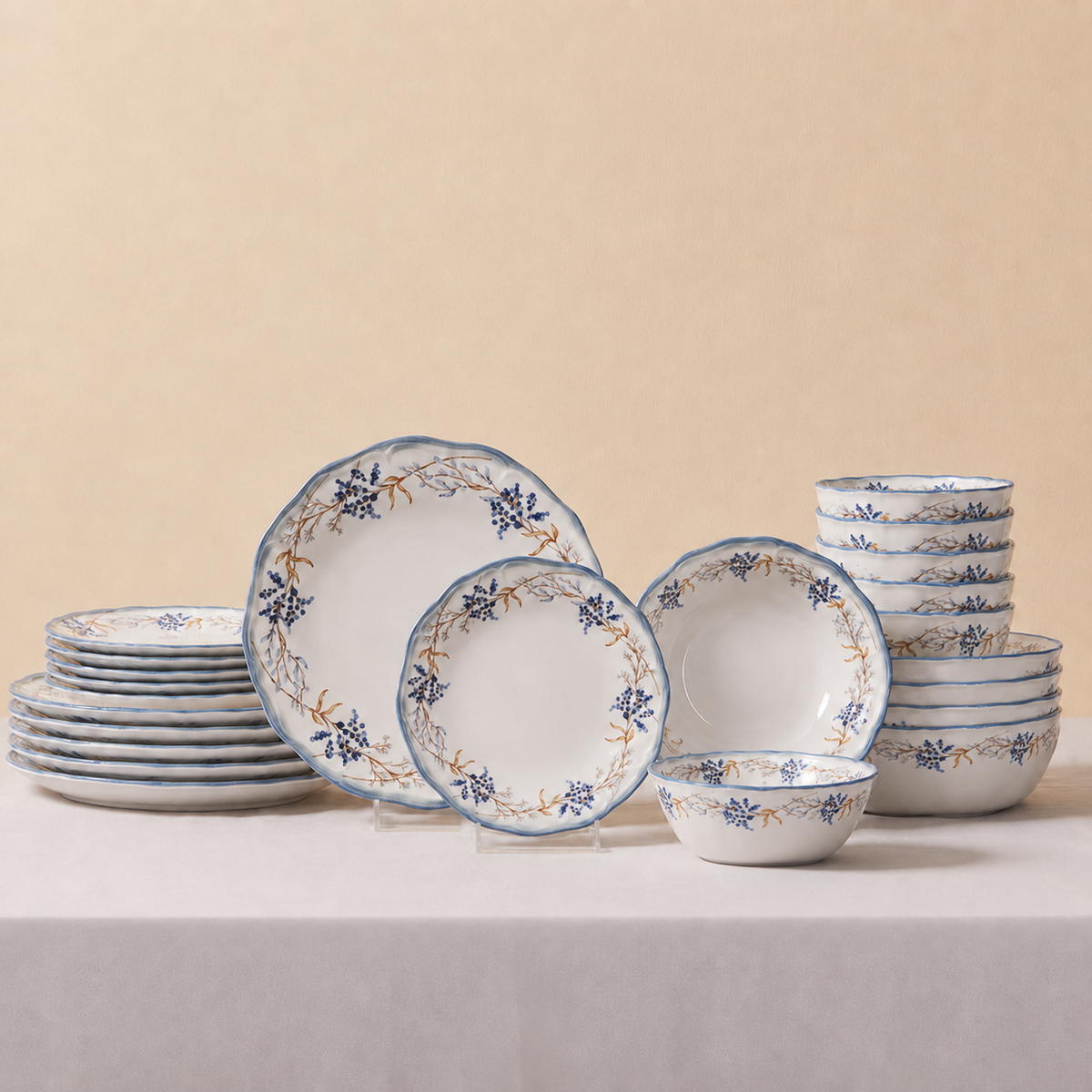 Güral Tenedos Tafelservice für 6 Personen - Blau-Orange