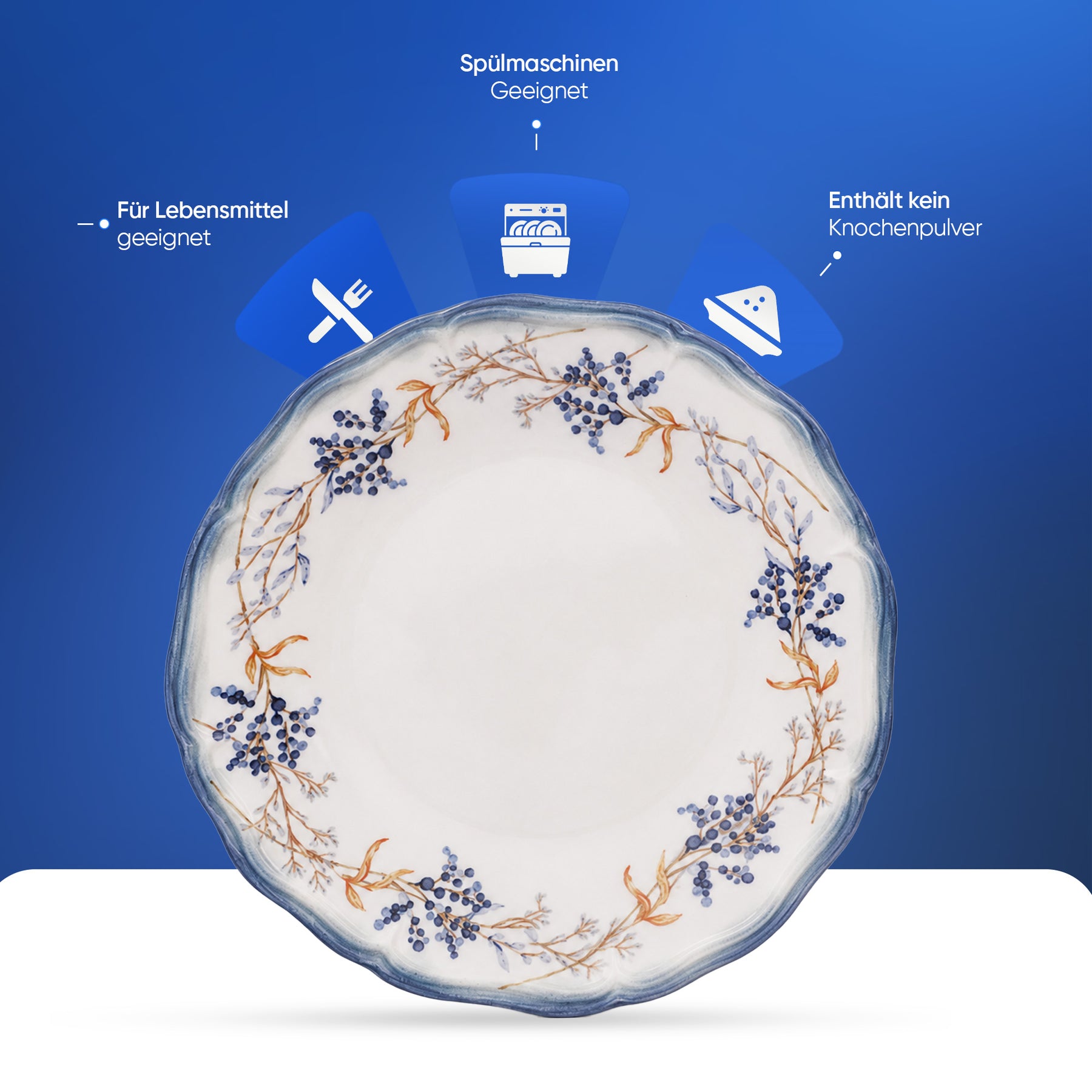 Güral Tenedos Tafelservice für 6 Personen - Blau-Orange