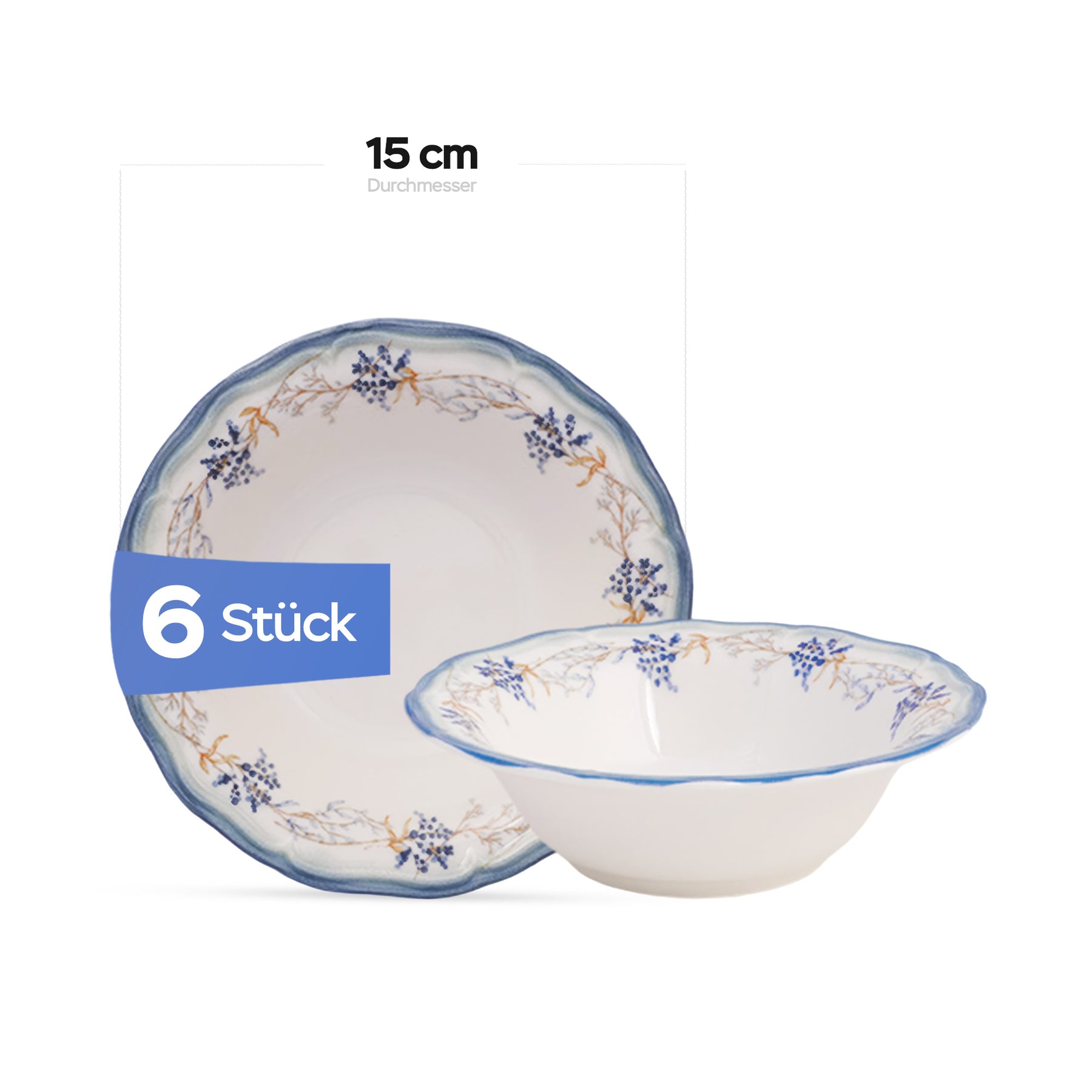 Güral Tenedos Tafelservice für 6 Personen - Blau-Orange