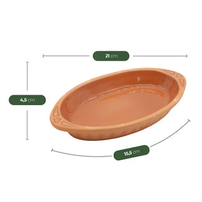 Viapot KILIS Medium 600 ml - Innen Braun Glasiert - Terrakotta-Auflaufform - 28×15,5×4,5 cm